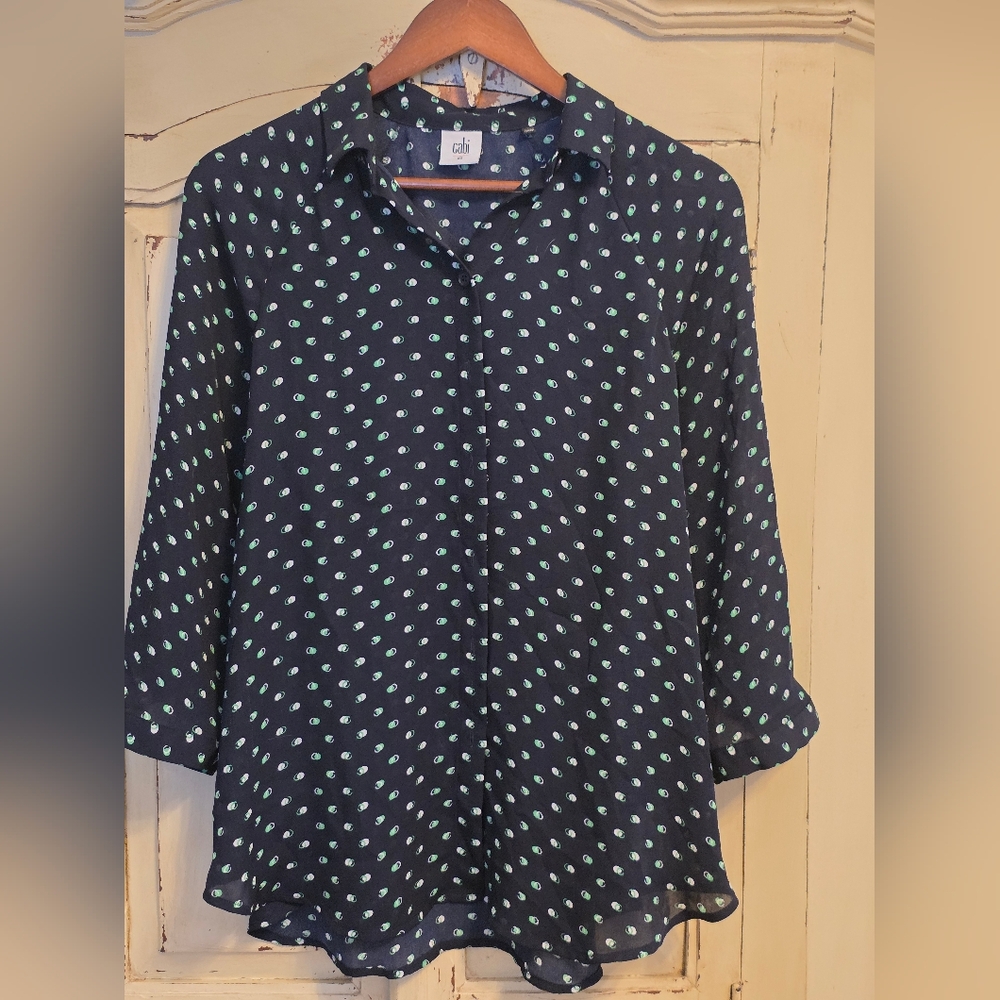 CAbi Navy and Green Blouse